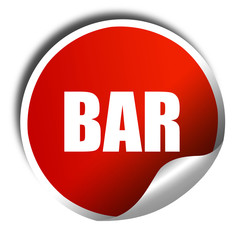 bar, 3D rendering, a red shiny sticker