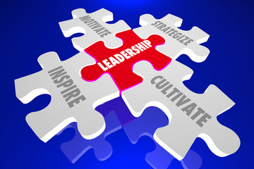 Leadership Inspire Motivate Manage Cultivate Puzzle Words 3d Ill