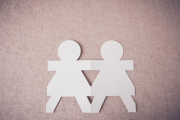 paper dolls holding hands