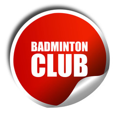 badminton club, 3D rendering, a red shiny sticker