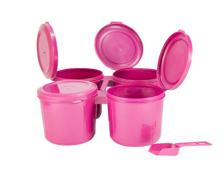 Pink plastic joint boxs set with clipping path