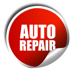 auto repair, 3D rendering, a red shiny sticker