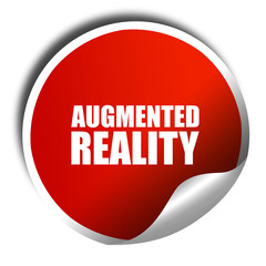 augmented reality, 3D rendering, a red shiny sticker