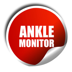 ankle monitor, 3D rendering, a red shiny sticker