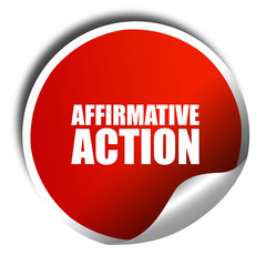 affirmative action, 3D rendering, a red shiny sticker