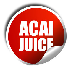 acai juice, 3D rendering, a red shiny sticker