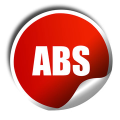 ABS, 3D rendering, a red shiny sticker