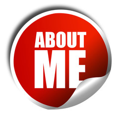 about me, 3D rendering, a red shiny sticker