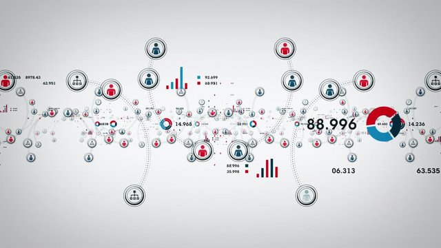 People and Data White - Networks of people online with graphs, data and connection diagrams. All clips loop seamlessly. Available in multiple colors. 