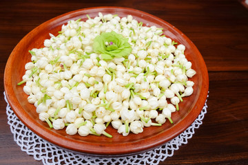 Group of white budded jasmine for making festoon