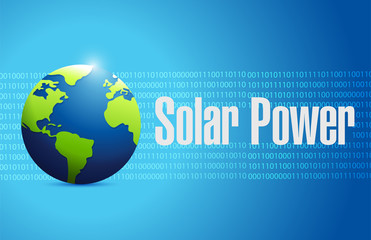 solar panel binary globe sign concept