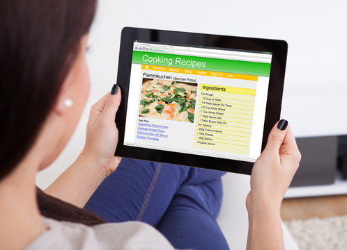 Woman Viewing Cooking Recipes
