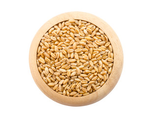 Wheat pile in wood plate.