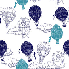 Seamless Pattern with Hot Air Balloons