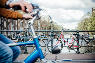 Riding bike in Amsterdam