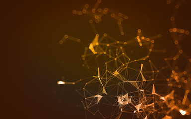 Abstract polygonal space low poly dark background, 3d rendering