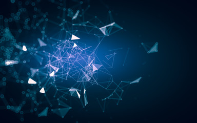 Abstract polygonal space low poly dark background, 3d rendering