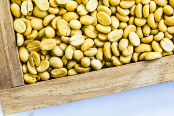 coffee beans on the white ground