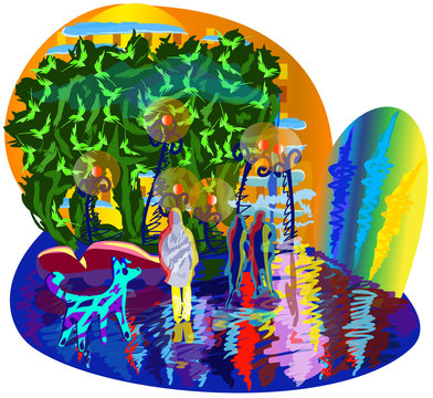 Rainy dog scene vector