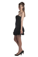 teenage girl wearing black dress