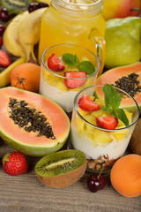 Dessert with tropical fruit