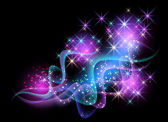 Glowing salute and firework with  stars