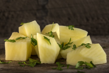 Pile of sliced potatoes