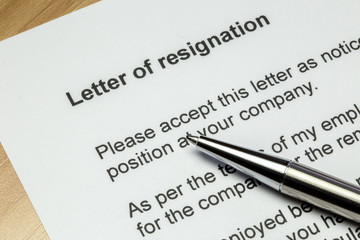 Letter of resignation silver pen