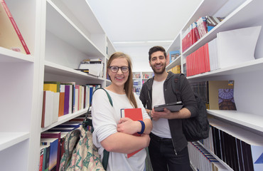 students group  in school  library