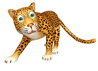 cute walking  Leopard cartoon character