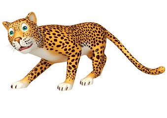 cute walking  Leopard cartoon character