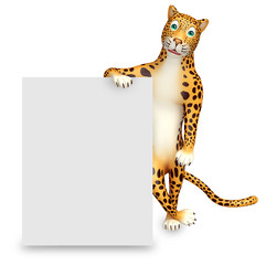 Fototapeta premium fun Leopard cartoon character with board