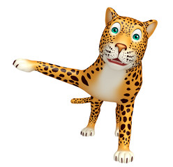 Fototapeta premium pointing Leopard cartoon character