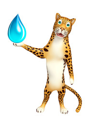 fun Leopard cartoon character   with water drop