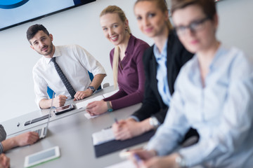 young business people group on team meeting at modern office
