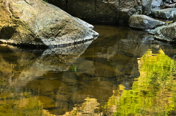 Detail of rocks in water at Black river gorge, west Serbia