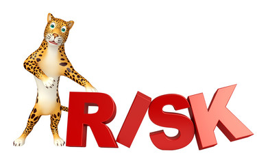 Leopard cartoon character  with risk sign