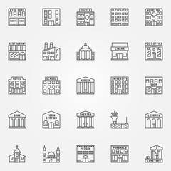 Building line vector icons