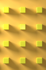 3d rendering of yellow cubes on background