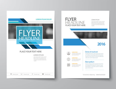 blue annual report brochure flyer flat design template