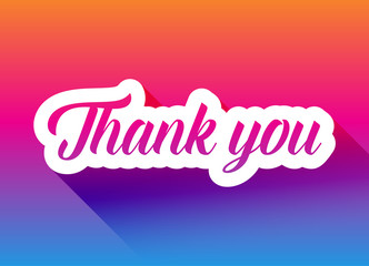 Thank you card in a flat design, vector