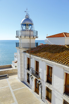 lighthouse looking at the sea in Peniscola, Spain.