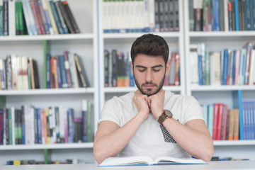 student study  in school library