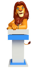 cute Lion cartoon character with speech stage