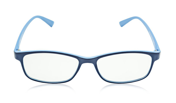 Blue glasses isolated on a white.