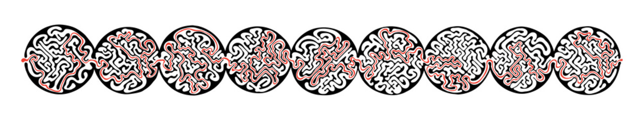 Vector maze, labyrinth illustration with solution.