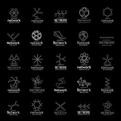 Network Icons Set - Isolated On Black Background - Vector Illustration, Graphic Design