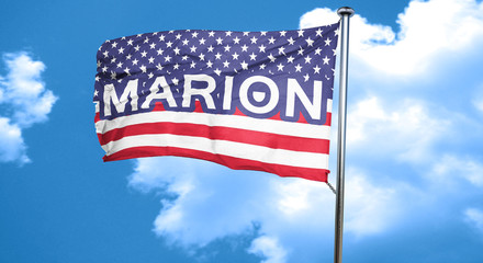 marion, 3D rendering, city flag with stars and stripes