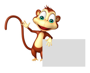 cute Monkey cartoon character with  board