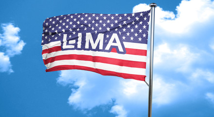 lima, 3D rendering, city flag with stars and stripes